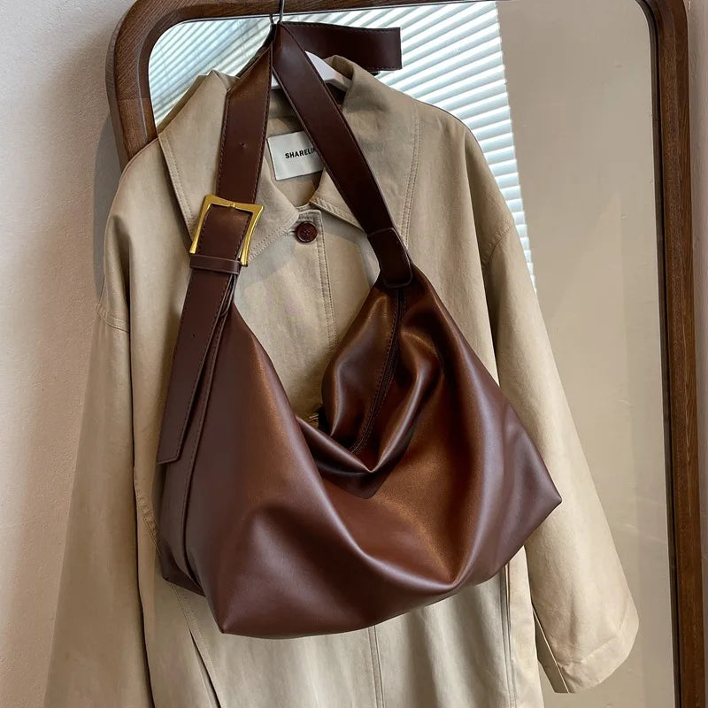 Vintage Pillow Design PU Leather Boston Handbag For Women Casual Large Capacity Shoulder Crossbody Bags Fashion Shopper Totes