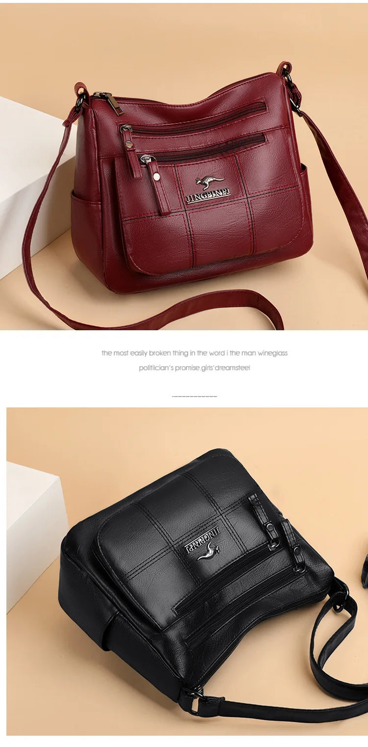 Solid Color PU Leather Single Shoulder Bag, Multi Compartment Pocket Daily Women's Cross Body Bags, Large Capacity Women's Bag.