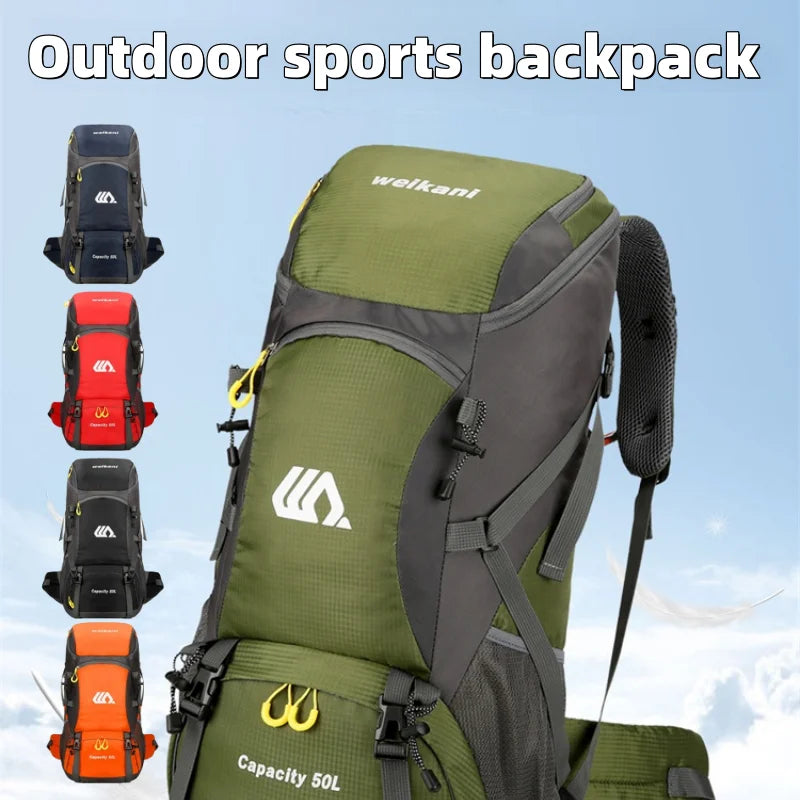 Outdoor Hiking Backpack 50L Camping Travel Bag Oxford Cloth Double Shoulder Large Capacity Multi-Functional Outdoor Sports Bag