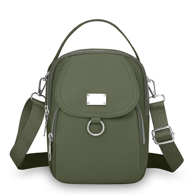 Ms. Fashion, Shoulder Bag, Mini Phone Bag, Multi-Layered Messenger Bag, Nylon Waterproof Fabric, And External Headphone Holes