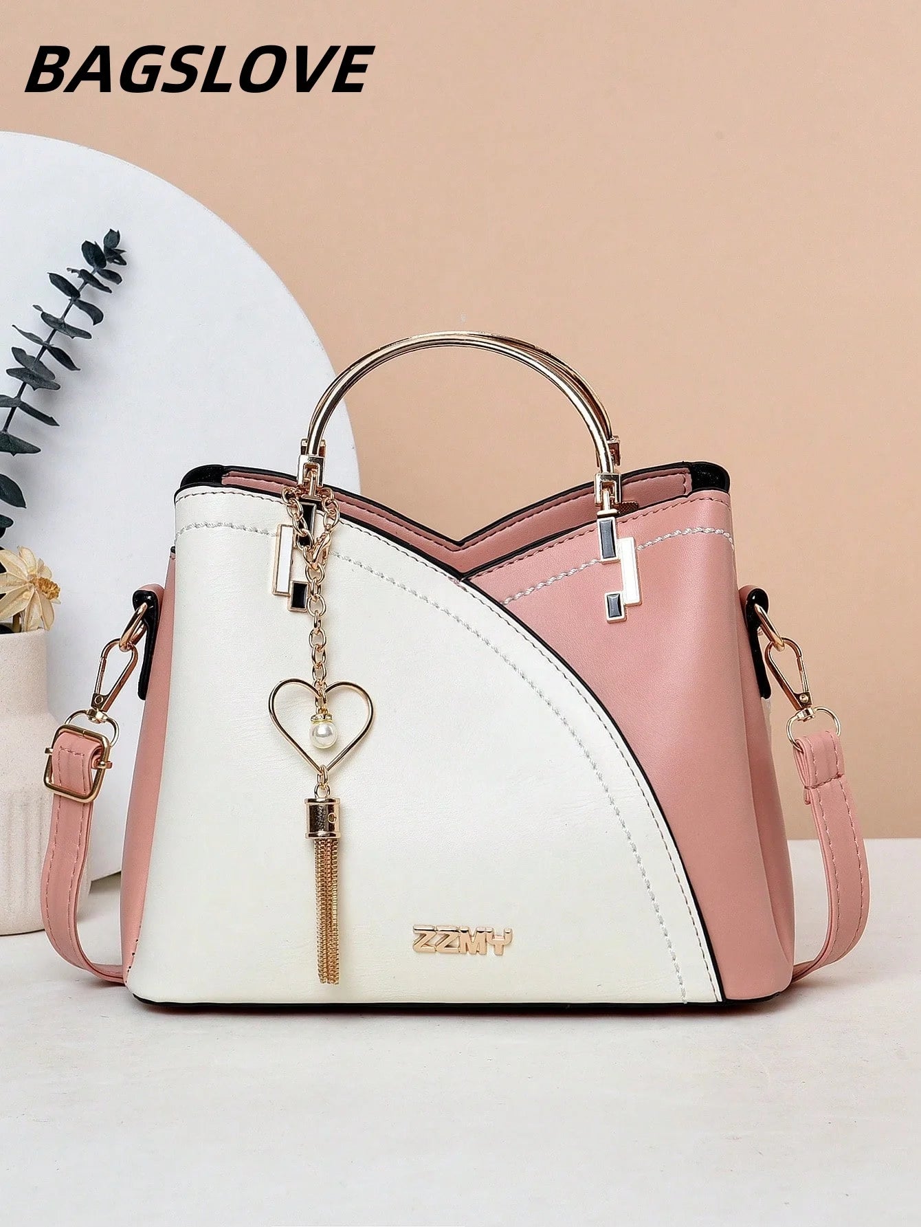 Ladies' fashionable spliced contrasting color handbag, simple and casual large capacity bag, suitable for daily shopping
