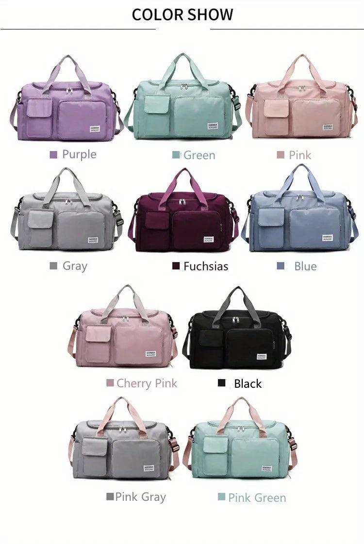 Nylon Travel Gym Bag with Shoe Compartment Dry Wet Separation, Organizer Pockets, Sports Bag for Women/Men, Student Essentials