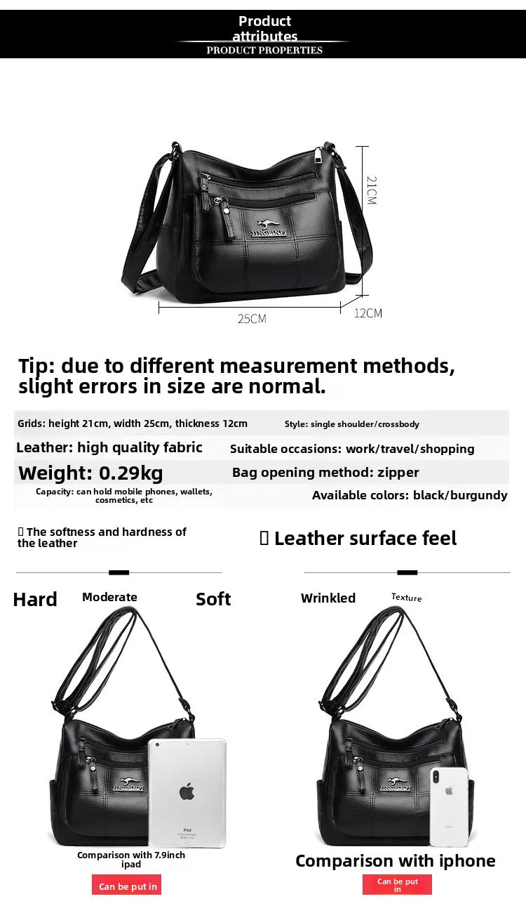 Solid Color PU Leather Single Shoulder Bag, Multi Compartment Pocket Daily Women's Cross Body Bags, Large Capacity Women's Bag.