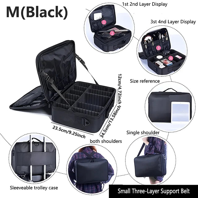 Large Capacity Cosmetic Case Waterproof Manicure Makeup Toolbox,Makeup Bag For Travel New Professional Tattoo Tool Makeup Case