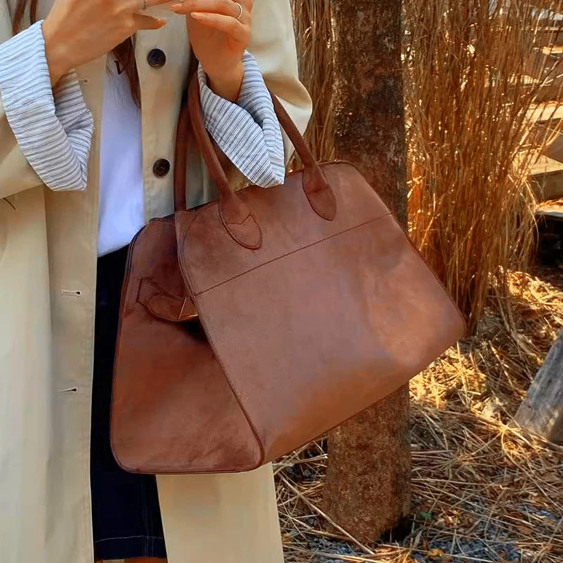 Suede Tote Bag High Quality Designer Luxury Boston Large Handbag Winter Vintage Women's Shoulder Bags