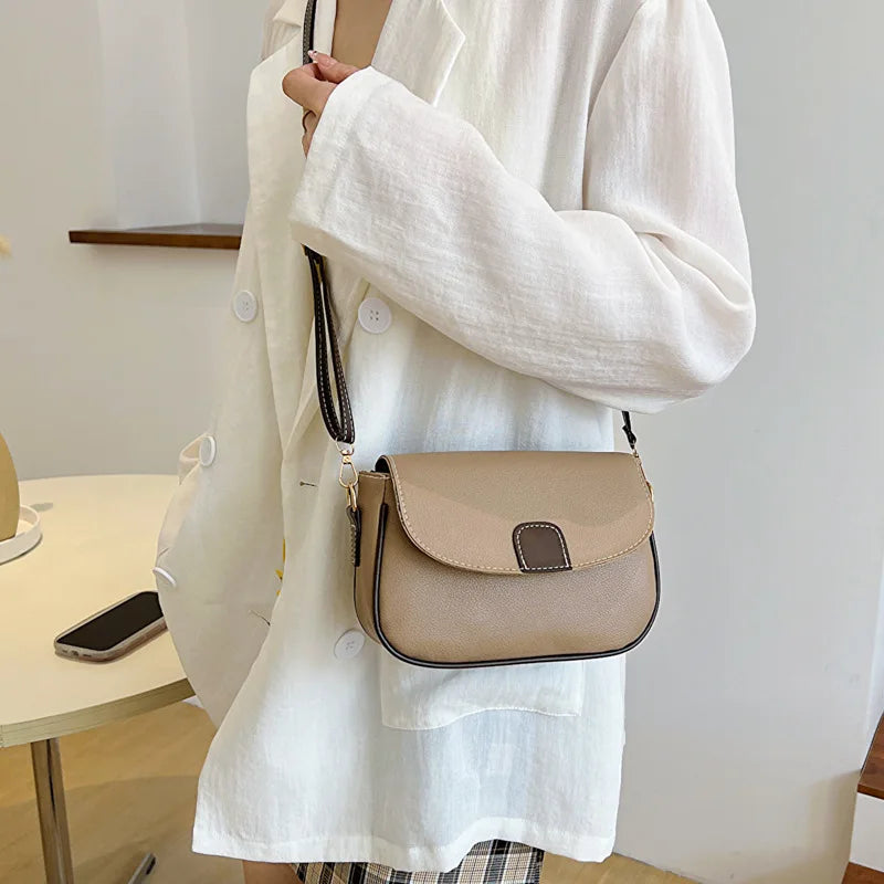 All-matching Crossbody Bag for Women Vintage PU Leather Bag Small Flap Bag Ladies Multicolor Shoulder Bag