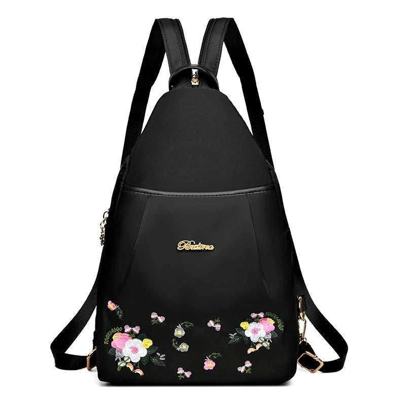 Waterproof Oxford Women Backpack Fashion Casual Embroidery Bag Designer Female Large Capacity Travel Handbag Shopping Knaps