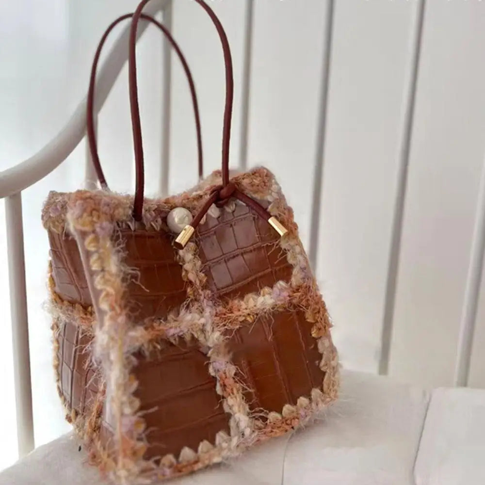 10pcs DIY Crocodile Perforated Leather Bag Surface Handmade Knit Bag Accessories DIY Knitting Handbag Shloulder Bag Parts Kit