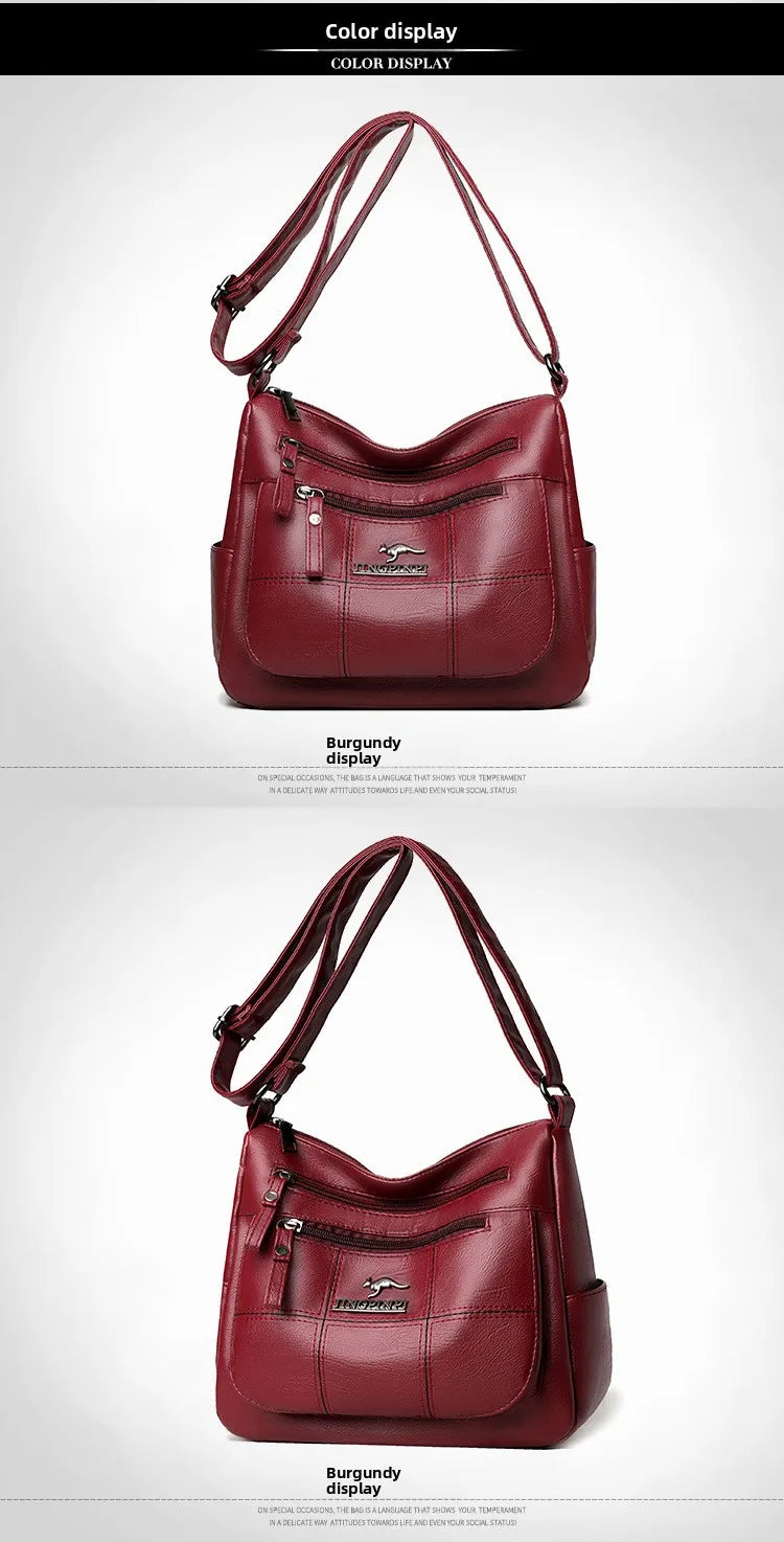 Solid Color PU Leather Single Shoulder Bag, Multi Compartment Pocket Daily Women's Cross Body Bags, Large Capacity Women's Bag.