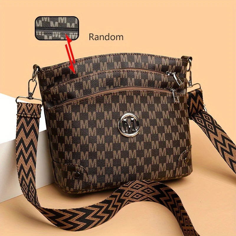 Elegant Women's Crossbody Bag with "M" Badge, Multi-Pocket, Adjustable Shoulder Strap, Women Shoulder Bag, Perfect as a Gift