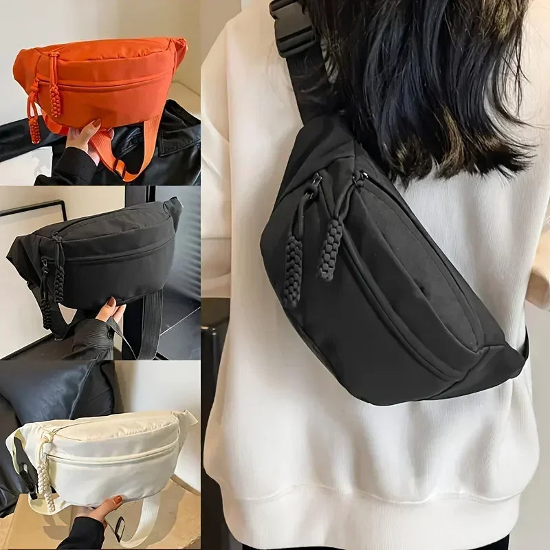 Versatile Nylon Waist Bag, Sports Fanny Pack, Casual Crossbody Shoulder Bag, Zipper Closure,Ideal for Work,Travel, and Daily Use