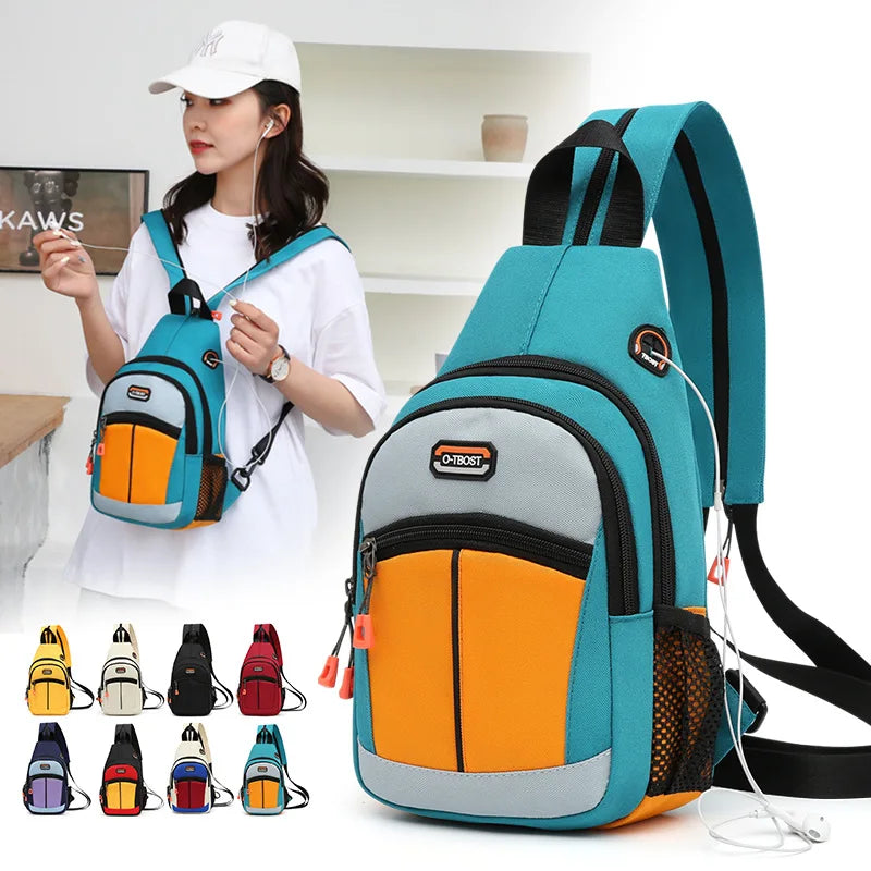 Women Nylon Sling Bag - Adjustable Strap, Multi-Pocket Crossbody Chest Pack for Men Travel & Sports for Daily Commute