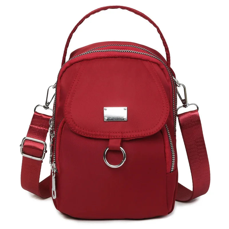 Ms. Fashion, Shoulder Bag, Mini Phone Bag, Multi-Layered Messenger Bag, Nylon Waterproof Fabric, And External Headphone Holes