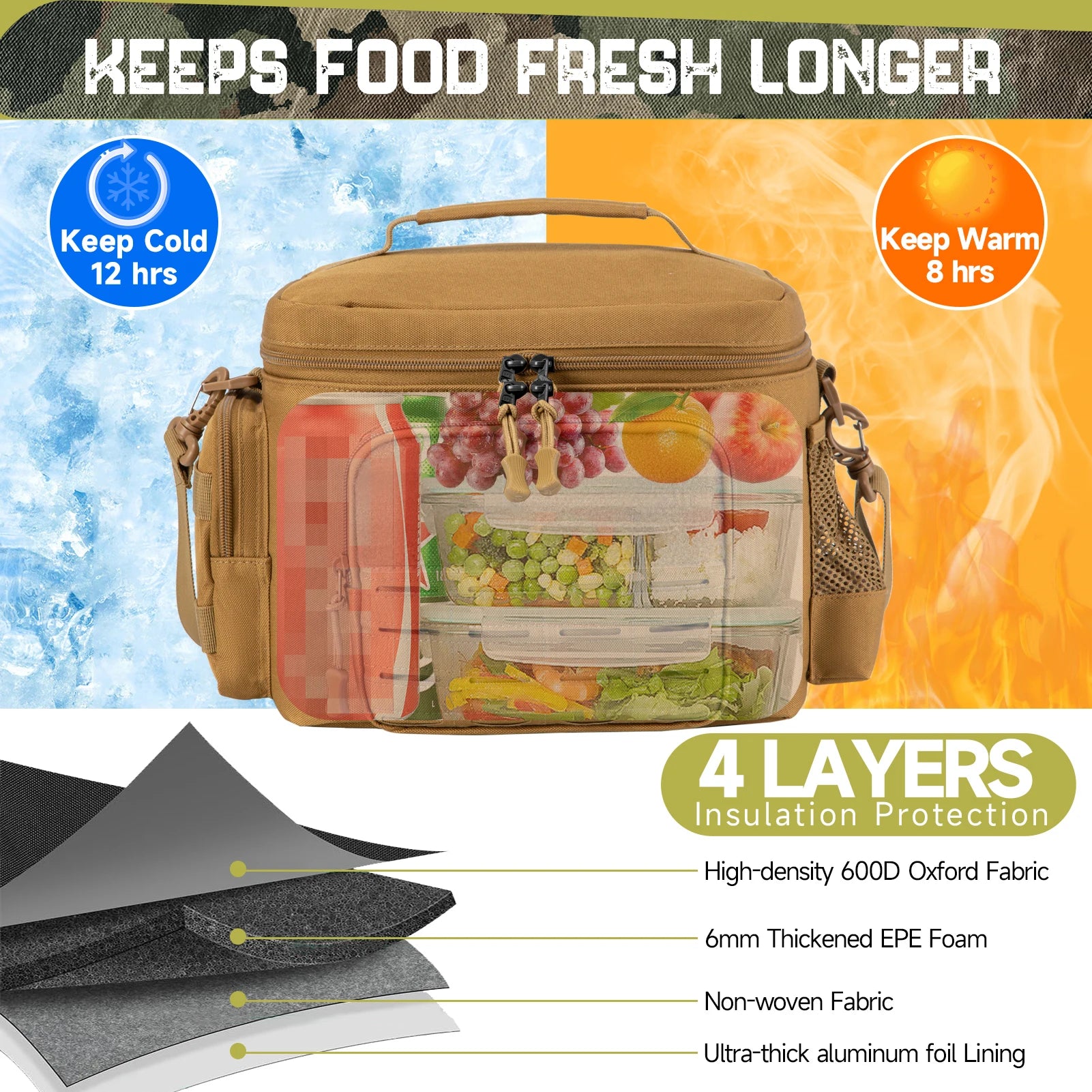 Tactical Thermal Cooler Bag picnic basket picnic cooler box camping lunch bag Outdoor Heavy Duty Lunch Box cooler insulated bags