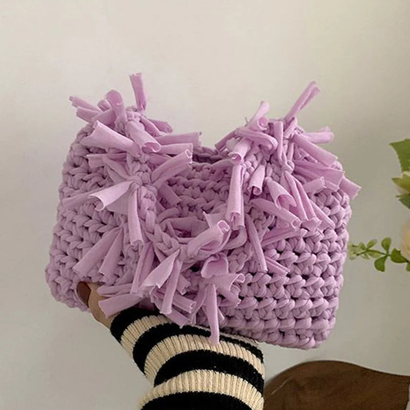 Spring And Summer Handwoven Women's Handheld Bag Leisure Small Fresh Hollow Out Small Design Holiday Bag