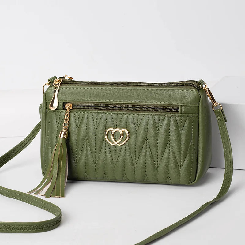 Classic Quilted Crossbody Bag for Women Vintage Synthetic Leather Shoulder Strap, Handbag & Phone Wallet for Everyday Essentials