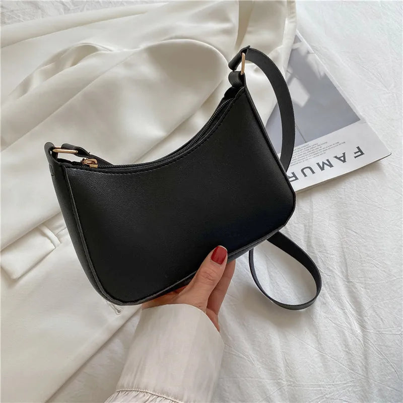 Fashion Solid Color Shoulder Bag For Women PU Leather Armpit Handbag Casual Daily Underarm Bag Gilrs Shopping Purse bolsa