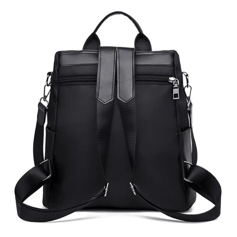 Solid Color Large Daypack for Female, Bagpack with Cat Pendant ,Women Simple Travel Shoulder Bags ,Multi-use Nylon Backpack