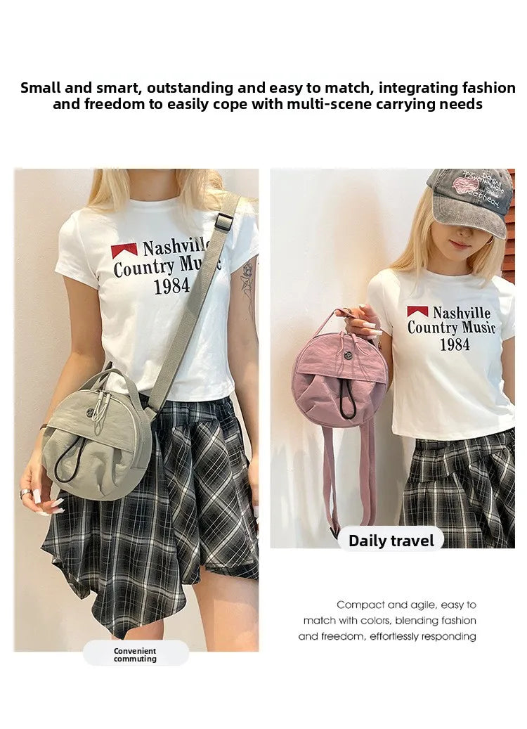 Thickened Waterproof Round Handbag, Single Shoulder Messenger Bag, Versatile Fashion Cross Body Phone Purse Pouch for Going Out