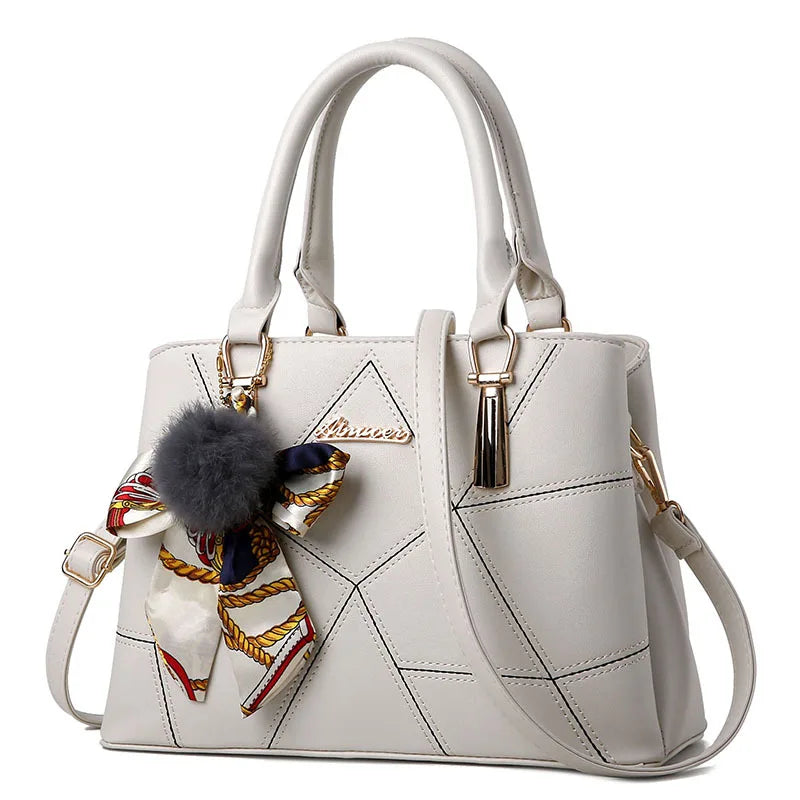 Women's Fashion Embroidered Thread Portable Tote Bag Trend Pendant Large Capacity Shoulder Crossbody Bag