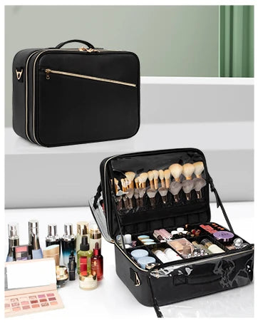 Makeup Bag Portable Cosmetic Bag Large Capacity Travel Makeup Case Organizer Black For Women Toiletry Bag for Girls Traveling