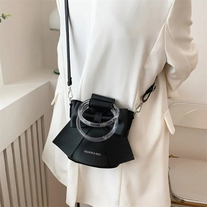 Stylish Women's Bucket Bag with Detachable Strap and Elegant Bow Accent Casual Shoulder Crossbody Bag, Summer Handbag Purse