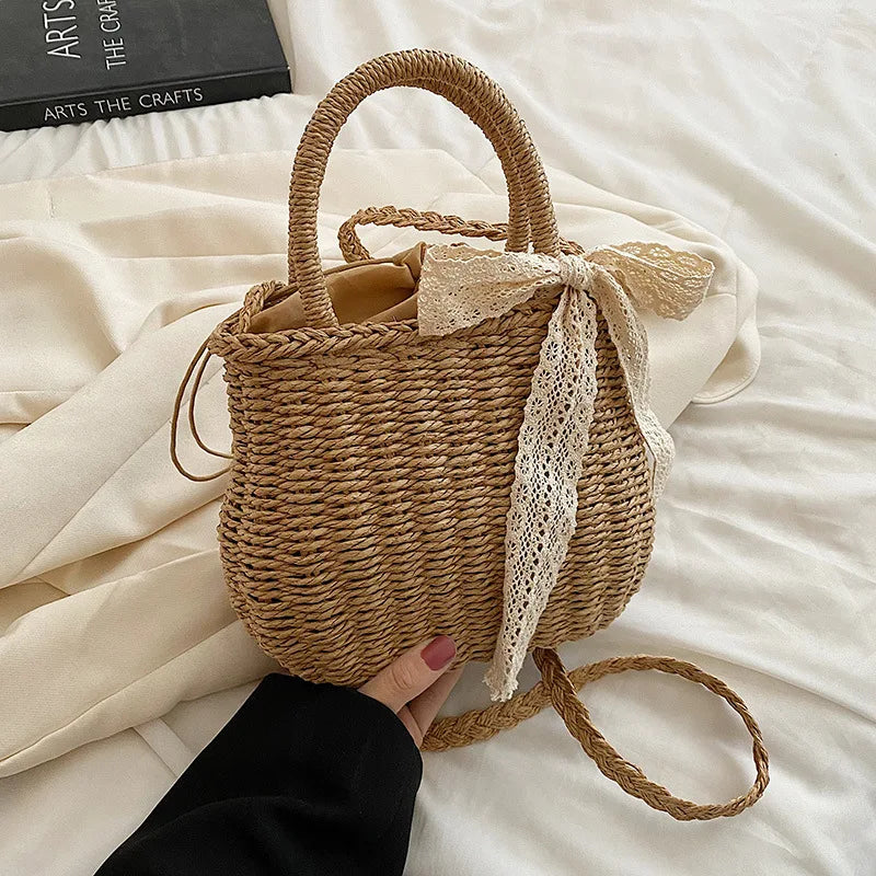 Straw Bags for Women Summer Rattan Bag Handmade Woven Beach Bag Bohemia Handbag Bolsos Fashion Rattan Basket Tote Purse