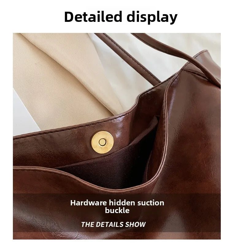Retro PU Women's Handbag, Large Capacity Handbags Shoulder Bag, Street Leisure Shopping Tote Bag Bags, Suitable for Daily Use