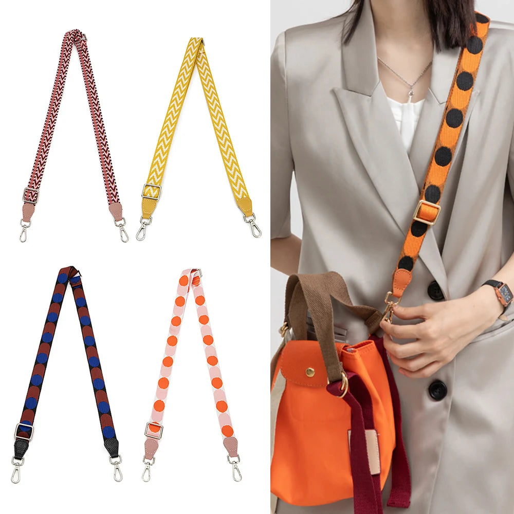 Adjustable Canvas Purse Straps Wide Embroidered Replacement Straps For Crossbody Bag Women Shoulder Bag Strap DIY Bag Accessory