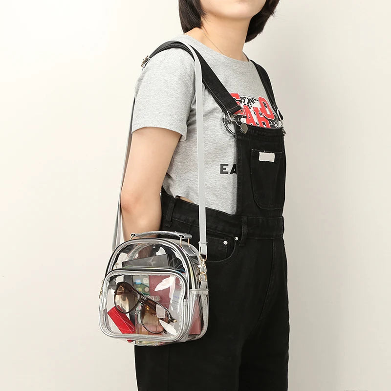 Transparent PVC Ladies Small Handbags Stadium Approved Women Clear Bag Fashion Waterproof Casual Simple Crossbody Shoulder Bags