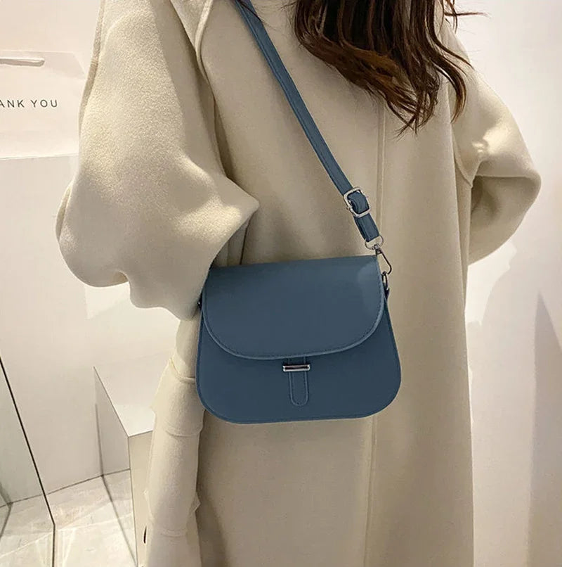Vintage Simple Shoulder Bags For Women Casual Small Flap Crossbody Bag Purse Girls PU Leather Messenger Handbags bolsa feminina