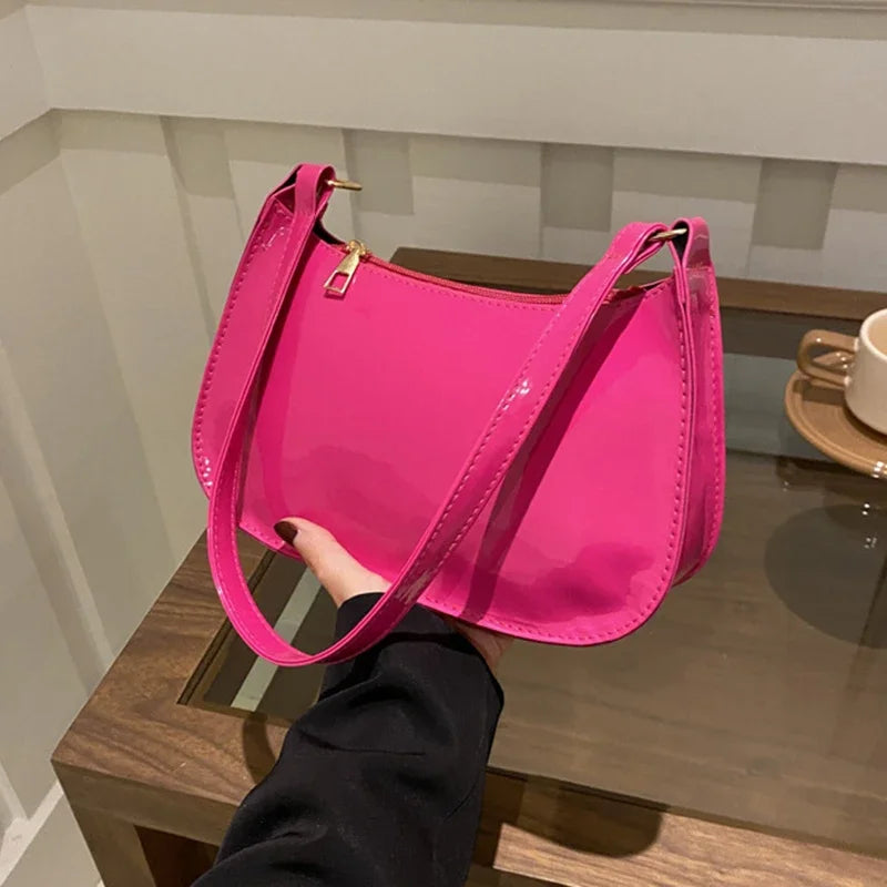 Retro Solid Color PU Leather Shoulder Bag Fashion Women's Handbags Casual Designer Hobos Underarm Bag, Suitable for Daily Use