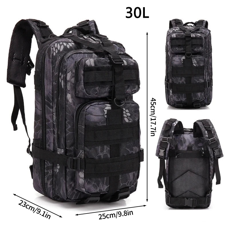 30L Outdoor Sports Mountaineering Backpack Climbing Tactical Rucksack Large Capacity Oxford Hiking Survival Bags