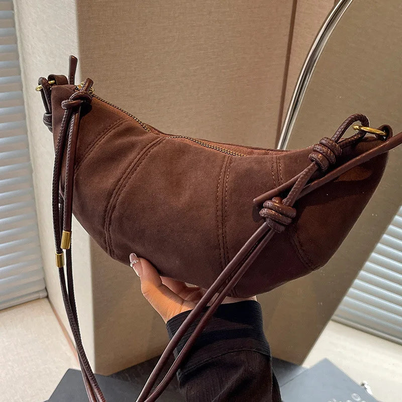 Fashionable Croissant Shape Women's Bag, Casual Simple Crossbody Shoulder Bags for Women Daily Use Commuting Phone Bag,Pockets