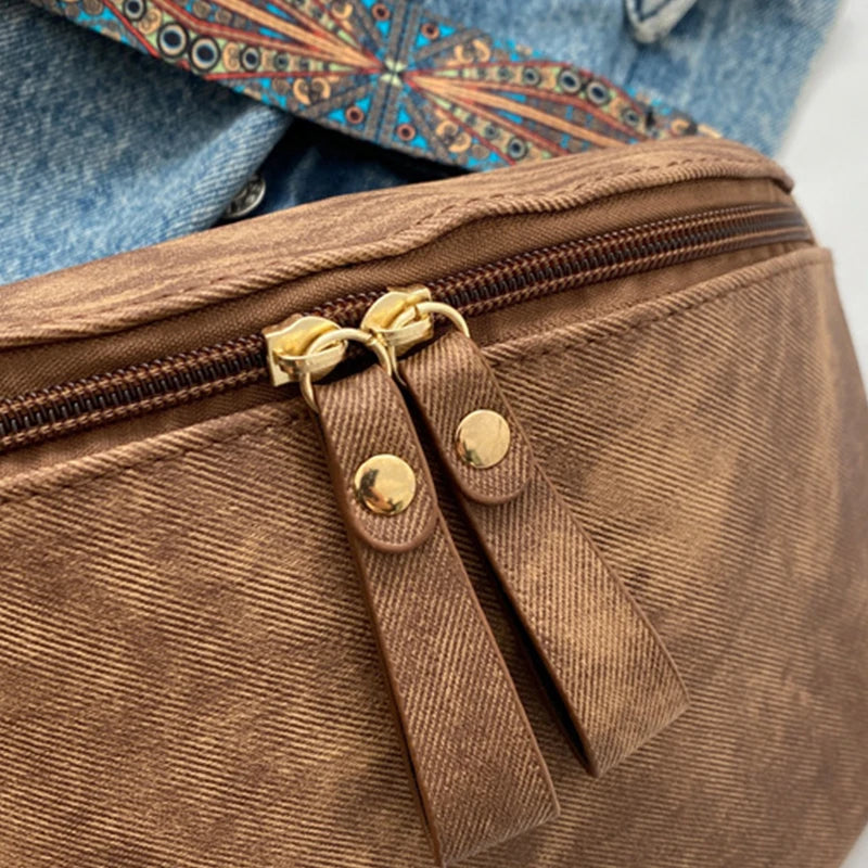 Stylish Hobo Solid Color Satchel Luxury Designer Chest Bag Women's PU Leather Waist Bags Wide Strap Fashion Fanny Shoulder Pack
