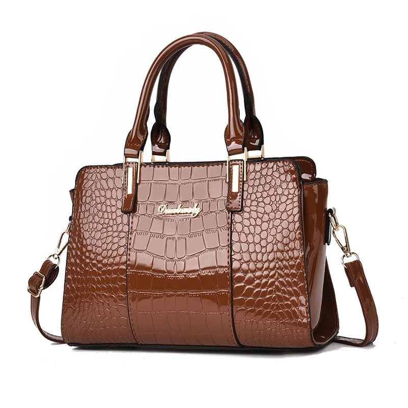 Fashion crocodile pattern elegant temperament handbag high sense large capacity shoulder messenger bag