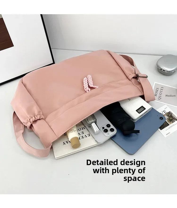 Double Sided Pocket Canvas Bag, Nylon Underarm Shoulder Bag, Fashionable Messenger Bags for Women's Daily Use Work Travel Outing