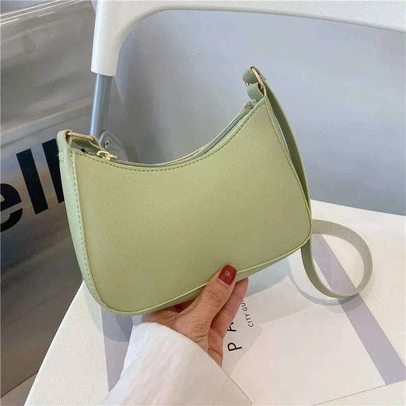 Fashion Solid Color Shoulder Bag For Women PU Leather Armpit Handbag Casual Daily Underarm Bag Gilrs Shopping Purse bolsa