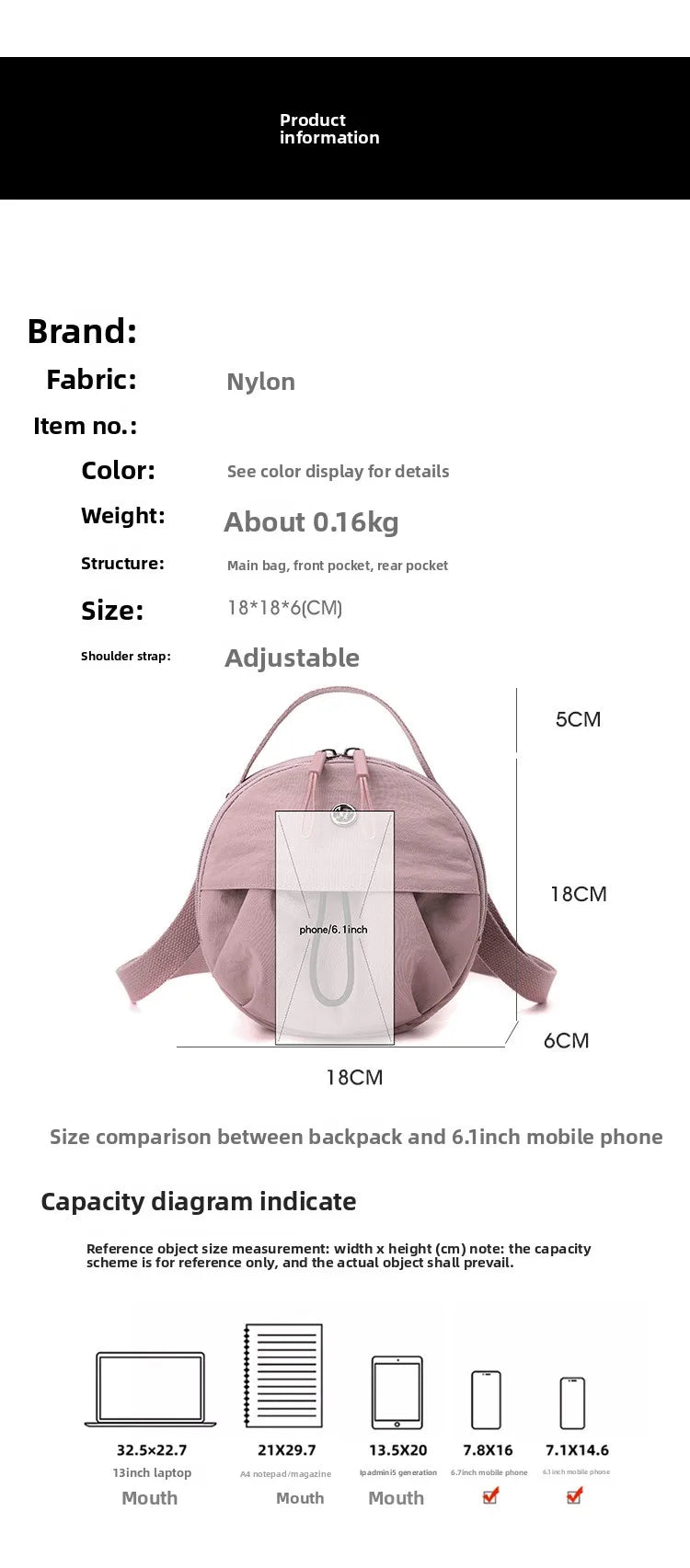 Thickened Waterproof Round Handbag, Single Shoulder Messenger Bag, Versatile Fashion Cross Body Phone Purse Pouch for Going Out