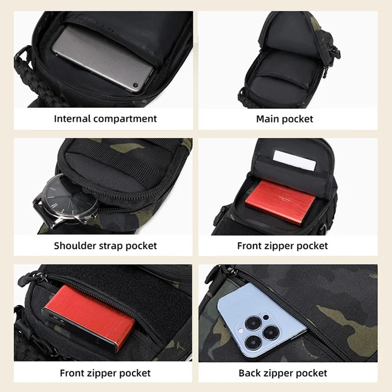 Camping Chest Bag Tactical Backpack for Men Sports Shoulder Outdoor Hiking Climbing Cycling Fishing MOLLE Sling EDC Fanny Pack