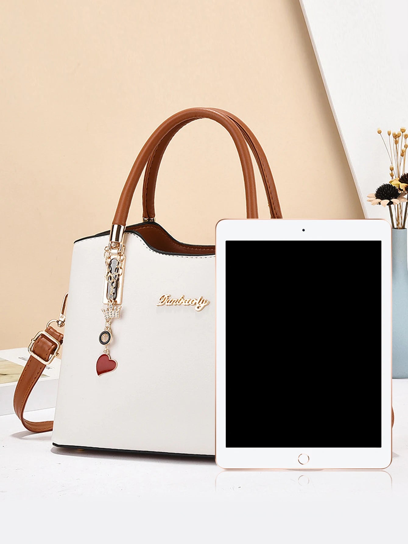 Ladies' fashionable and simple shoulder bag, contrasting color mother bag, large capacity handbag