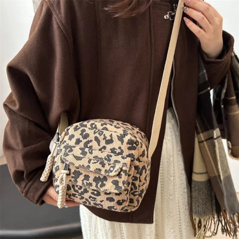 Women's Casual Mini Crossbody Bag, Corduroy Design Phone Bag, Adjustable Strap, Zipper Closure, Single Shoulder Purse