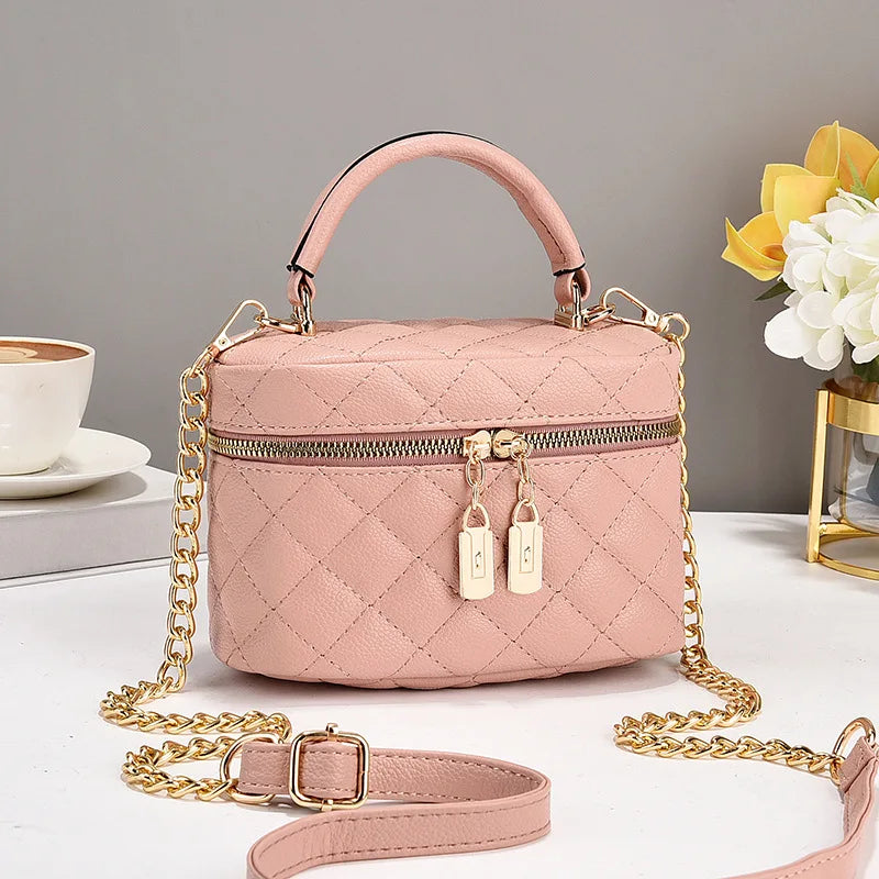 Box bag new small square box diamond grid hand-held shoulder bag chain bag mini crossbody bag
