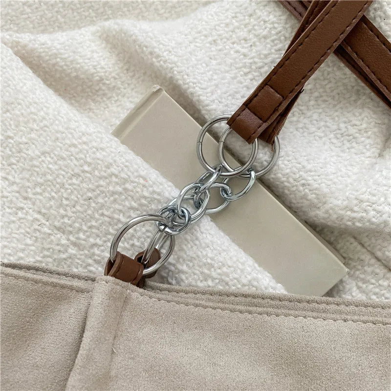 Stylish Tote Bag, Nubuck Pu Letter HOOTO Design for Women Handbag Shoulder Bag, Large Capacity Nylon leisure Travel Shopping Bag