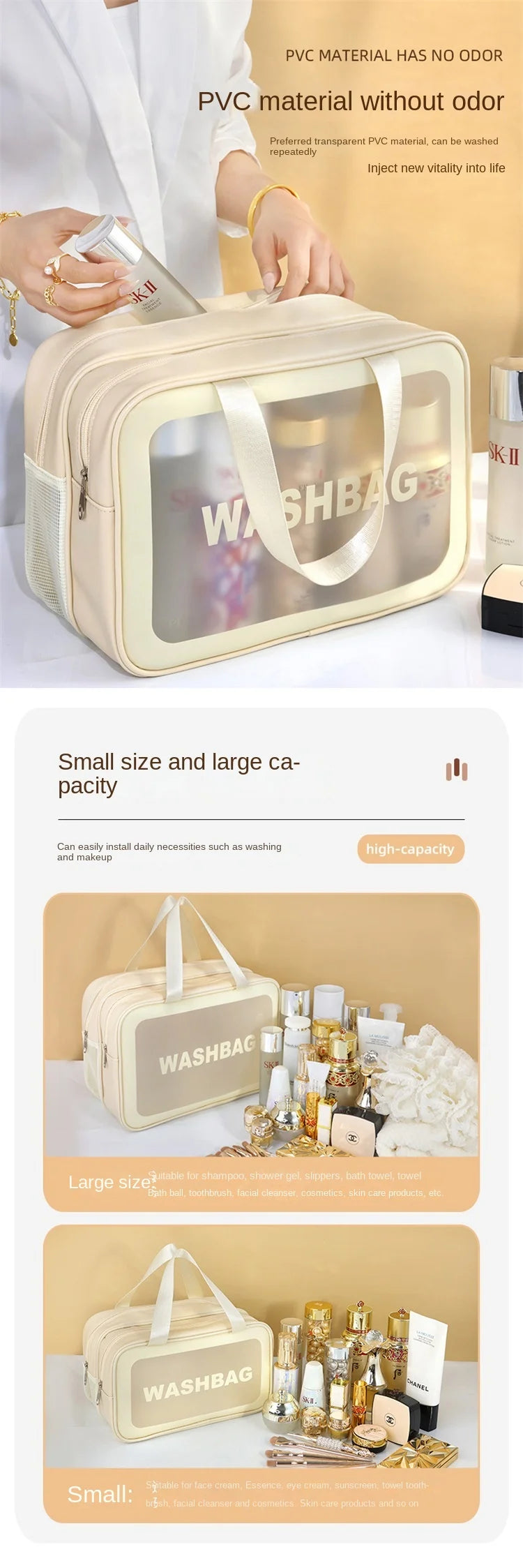 Wet Separate Bag Large Capacity Storage Bag Fitness Swimming Travel Portable Double Layer PVC Portable Cosmetic Bag #3571