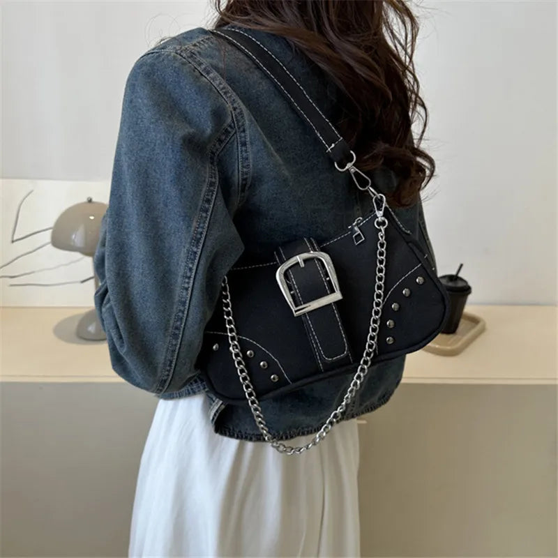 Simple Retro Underarm Bag Fashionable Trend Casual Shoulder Bag Canvas Casual Texture Crossbody Bag for Women