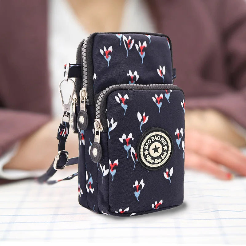 Sports Arm Bag, Women Mobile Phone Bag Running Messenger Purse Wallet, Women's Shoulder Cross Body Bags Multi Layer Zipper Pouch