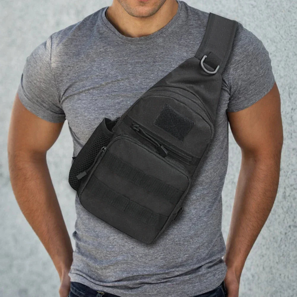 Small Outdoor Tactical Camouflage Kettle Chest Bag Men's Hiking Backpack Nylon Hunting Fishing Camo Hiking Shoulder Bag