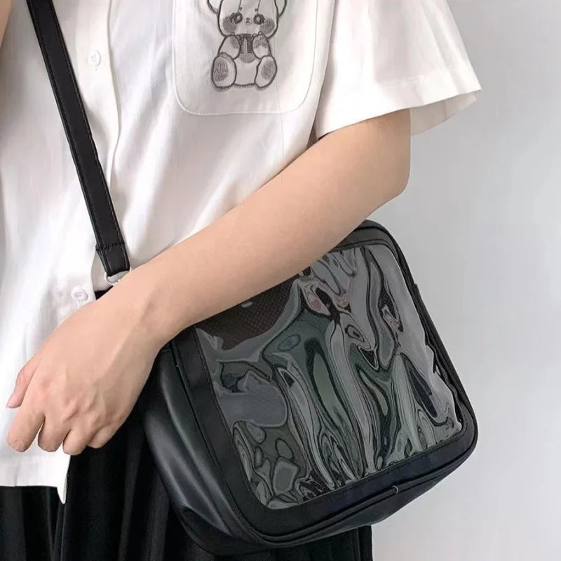 apanese High School Girls Crossbody Bags PU JK Handbags Transparent Itabag Women New bags Leather Shoulder Bag Bolso