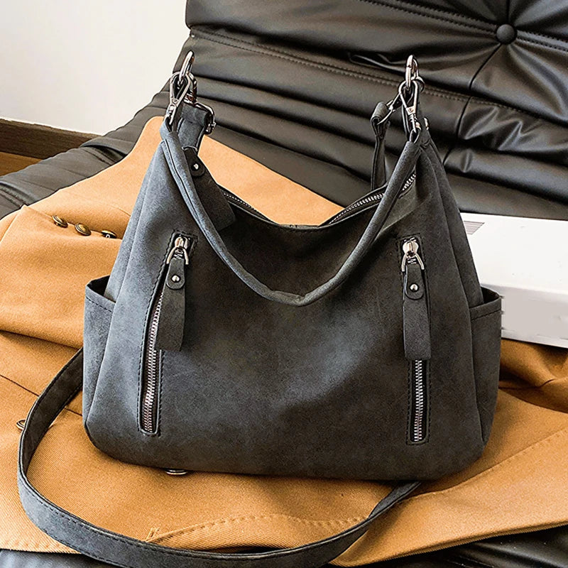 Designer Leather Female Side Bags Retro Shoulder Bag for Women Handbag Casual Ladies Large Capacity Tote Bag